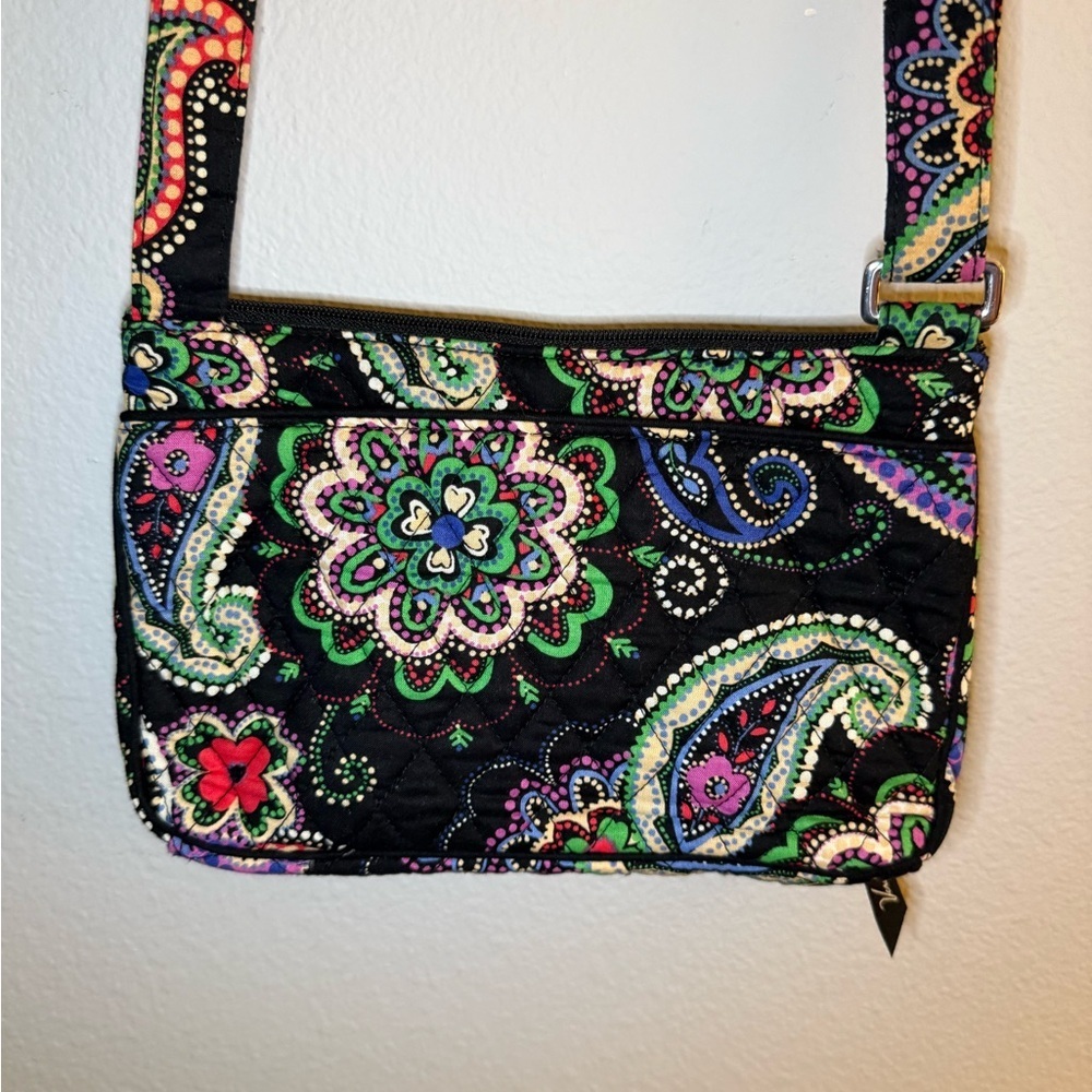 Vera Bradley Black and Green Floral Crossbody Bag